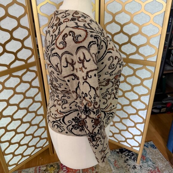 Simply Natural Size S Beige & Black Alpacal Peru Embroidered Cardigan - Picture 8 of 16